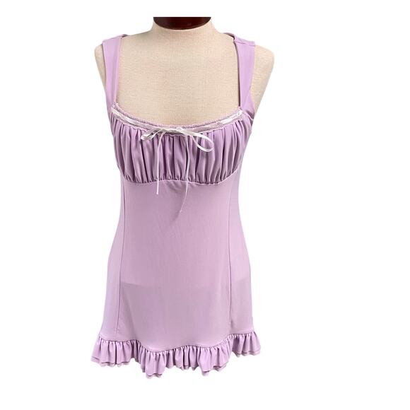 Kimchi Blue Purple Babydoll Dress Ruffle Coquette Medium Urban Outfitters Bow - Picture 1 of 4